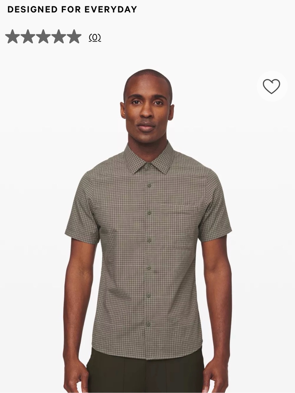 lululemon athletica Short-Sleeve Button-Down Shirt in Olive grid light